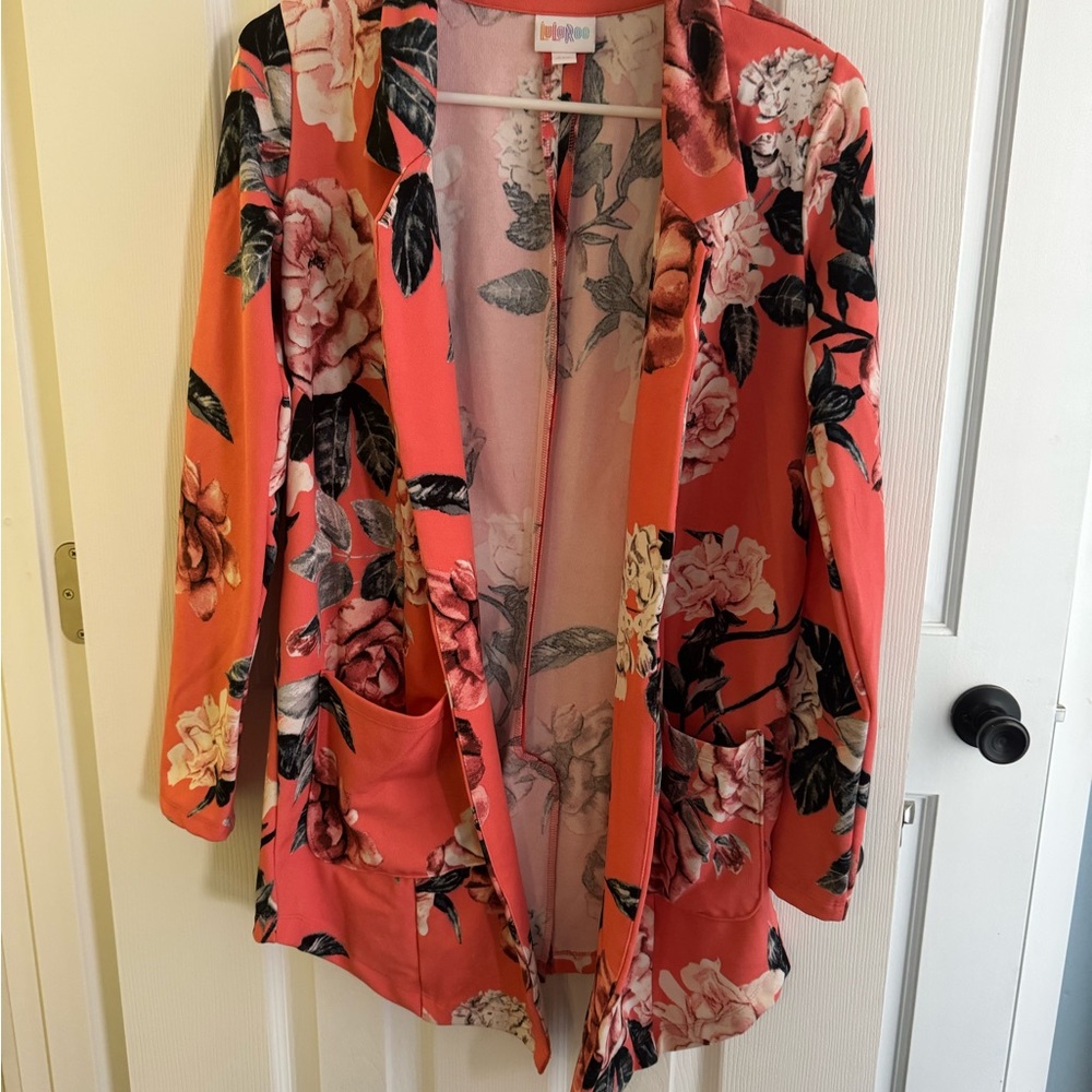 LuLaRoe Floral Women's Jacket - Pink and Black